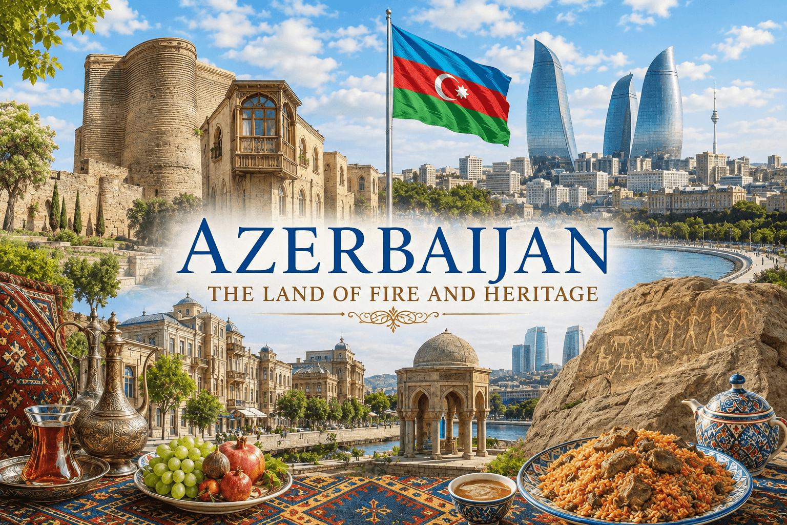 Азербайджан — земля, где ветер Каспия шепчет истории, а горы хранят мудрость веков. Перелет TURKISH AIRLINES 