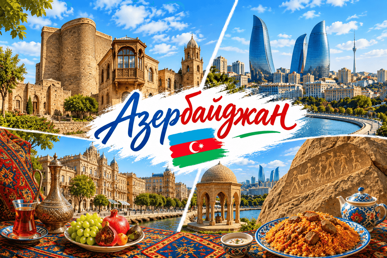 Азербайджан — земля, где ветер Каспия шепчет истории, а горы хранят мудрость веков. Перелет TURKISH AIRLINES 